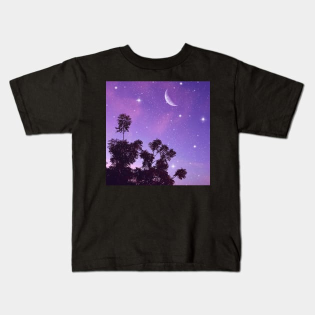 Starry Evening Sky Kids T-Shirt by RiddhiShah